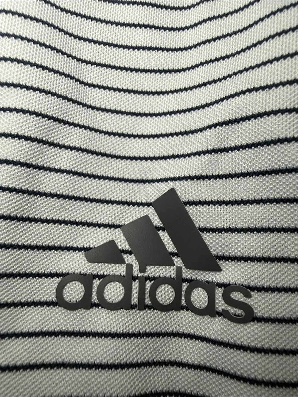 Adidas Men’s White Navy Stripe Polo Shirt Medium